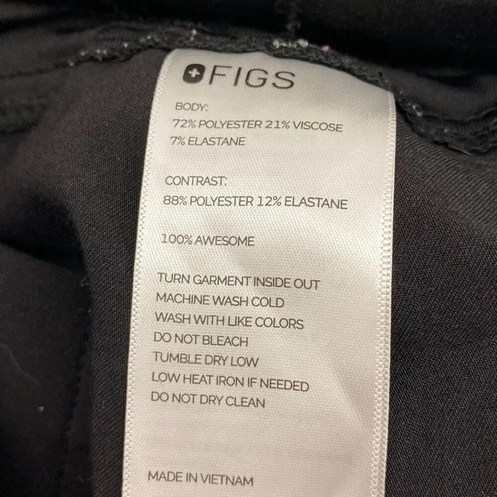 FIGS Men's Black Technical Medical Drawstring Cargo Stretch Scrub Pants‎ Large